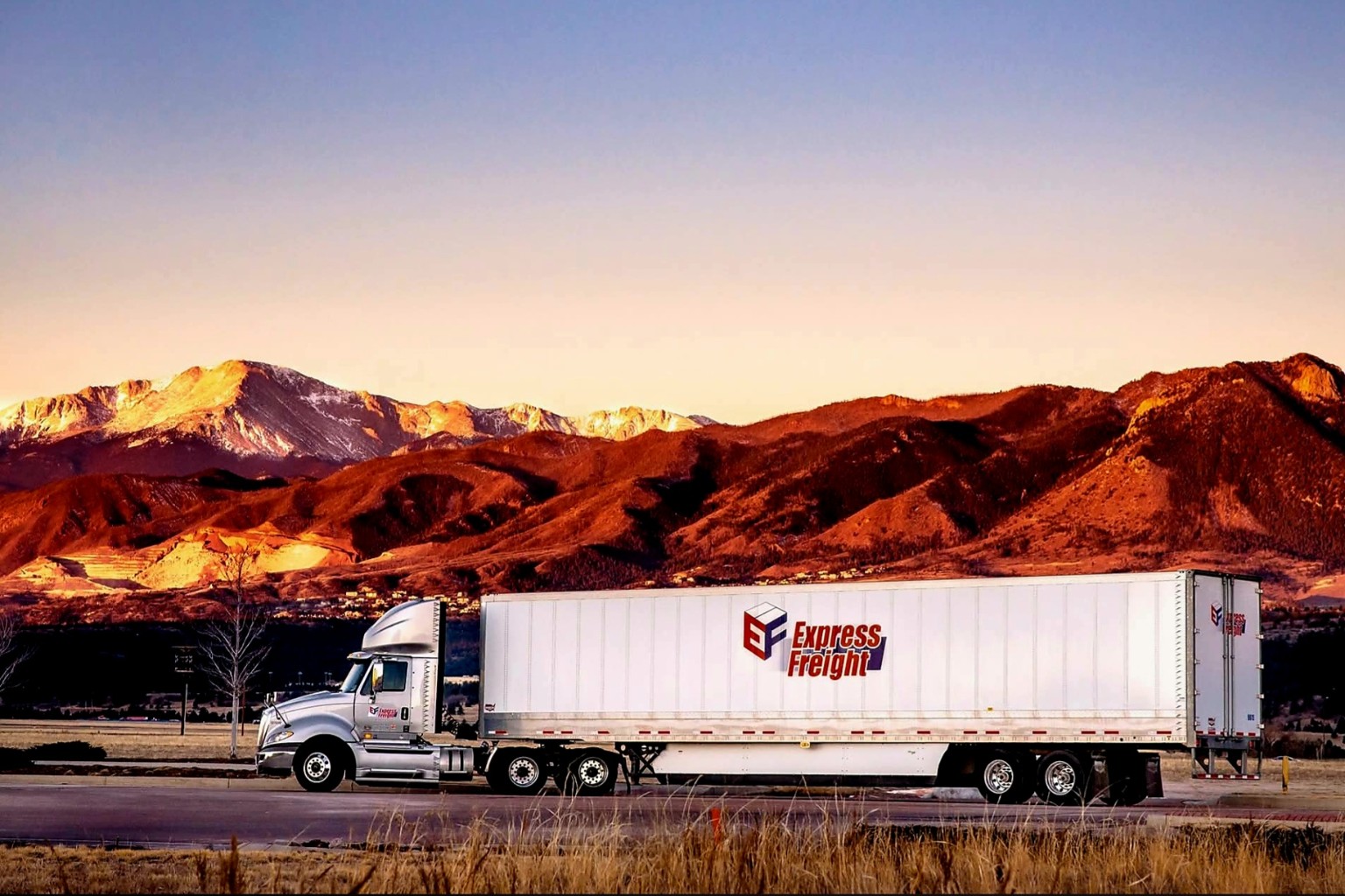 Truck and trailer on the road